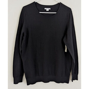 New Amazon men sz XL Sweater knit black thin long sleeves stretchy 1904